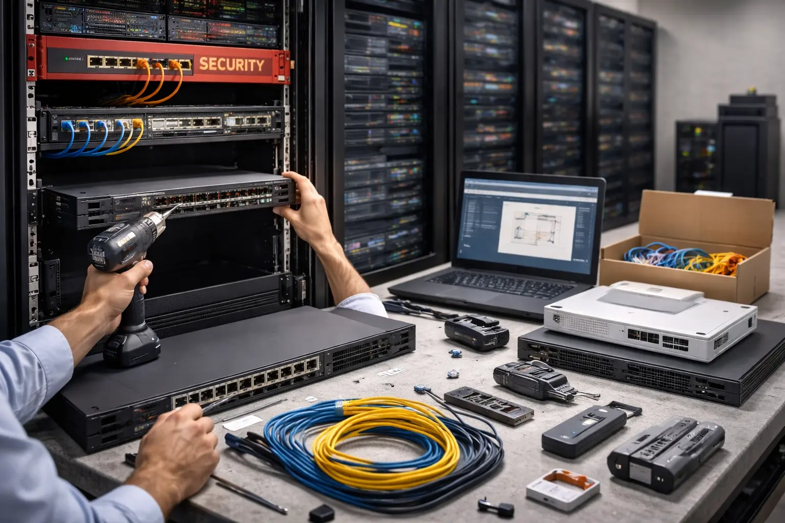 توريد معدات تقنية المعلومات وتركيبها داخل الرفوف