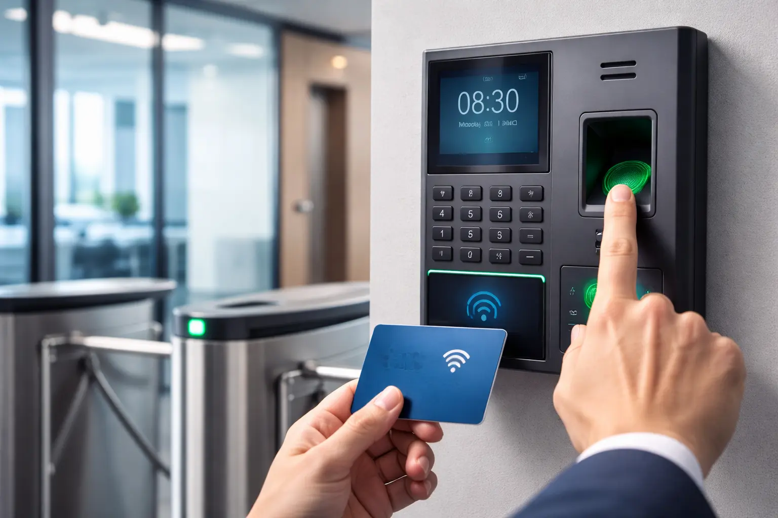 Access control and time attendance system using biometric and card readers